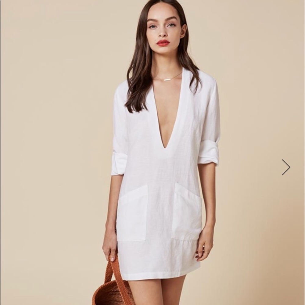 Reformation Deep V Dress - White
